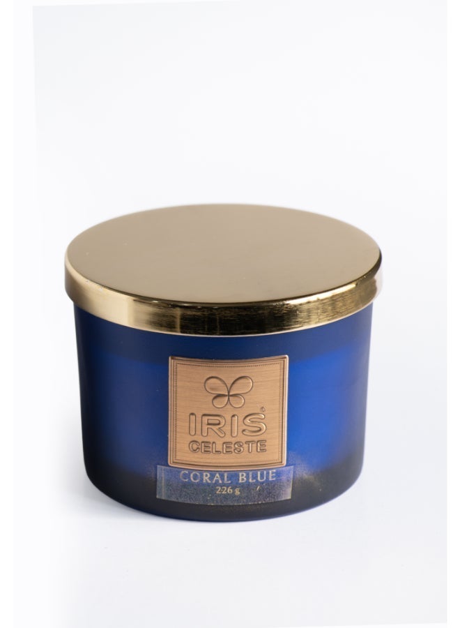 IRIS CELESTE Coral Blue Jar Candle with lid - 226grams, 3 Wick Scented Candle 8oz | Cal RefreshingFragrance | Perfect for festivities, Gifting, Ceremonies, Meditation & Room Perfuming - Image 3